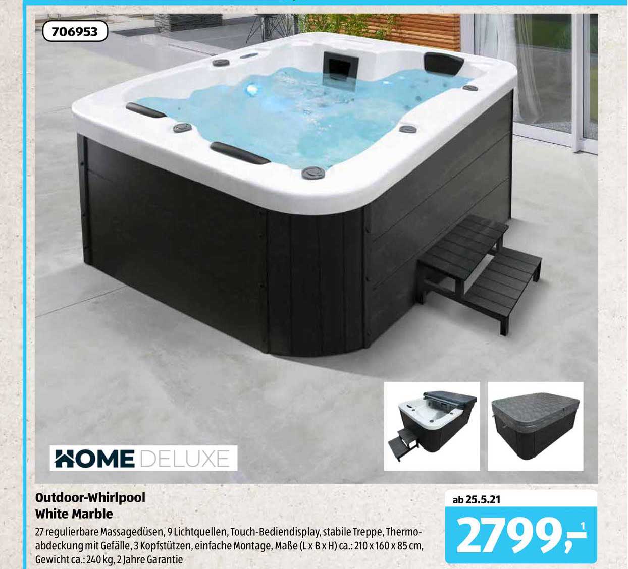 Home Deluxe Outdoor-whirlpool White Marble Angebot bei ALDI sud