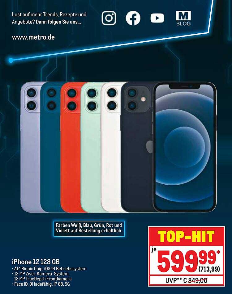 Apple Iphone 12 128 Gb Angebot bei METRO 1Prospekte.de