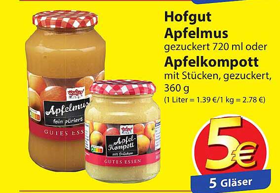 Hofgut Apfelmus Oder Apfelkompott Angebot bei Famila - 1Prospekte.de