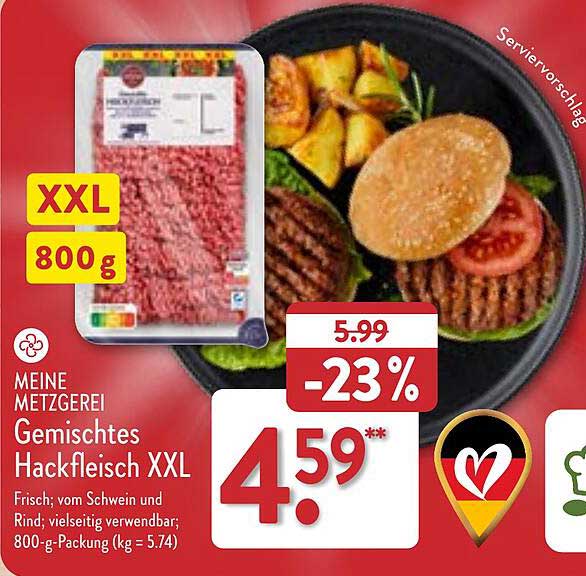 Meine Metzgerei Gemischtes Hackfleisch XXL Angebot bei ALDI Nord
