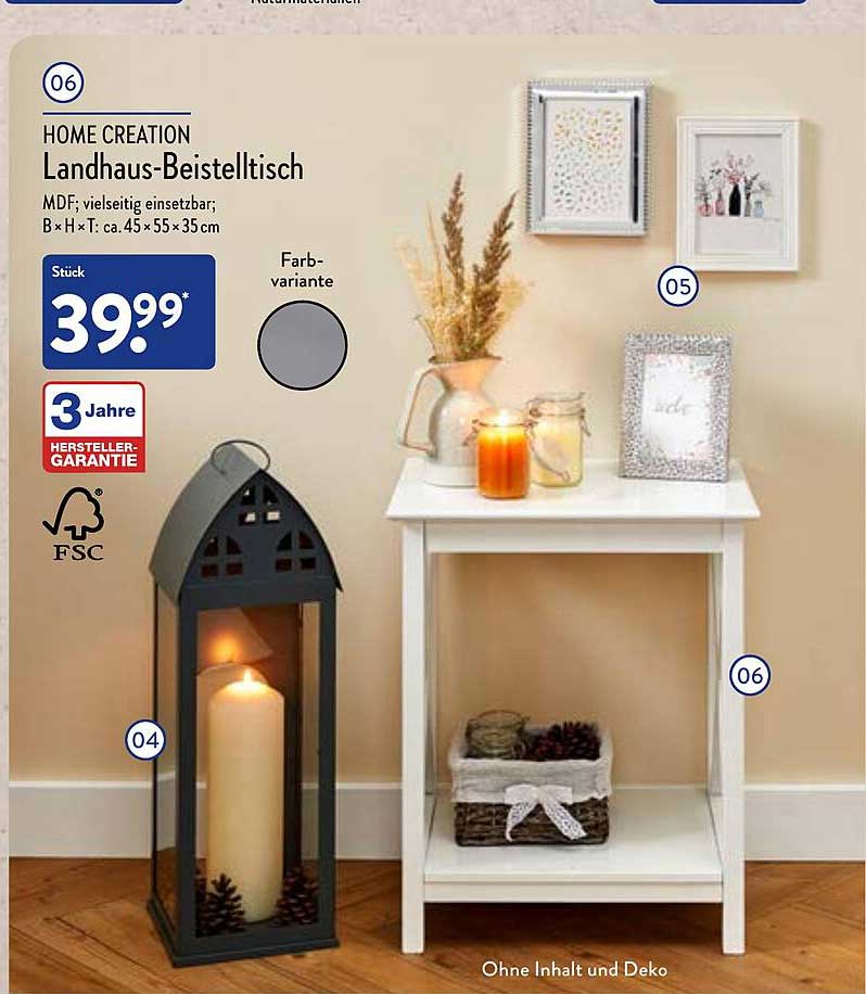 Home Creation Landhausbeistelltisch Angebot bei ALDI Nord 1Prospekte.de