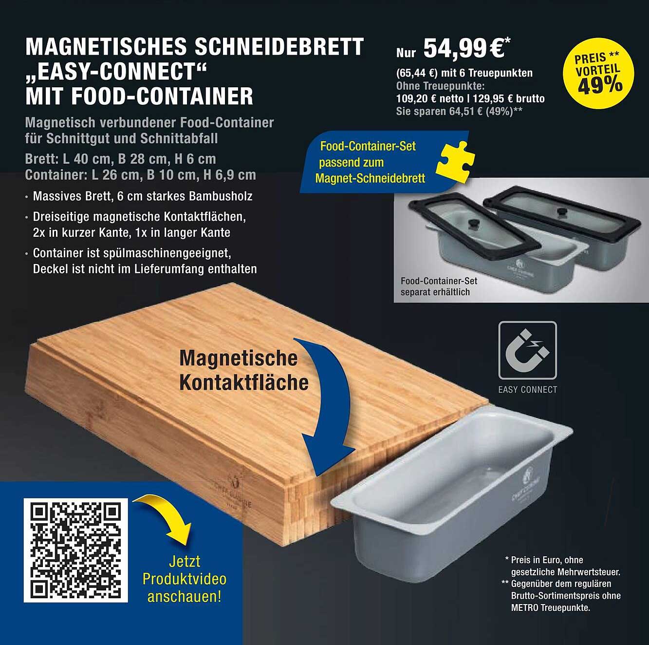 METRO Magnetisches Schneidebrett „easy-connect” Mit Food-container
