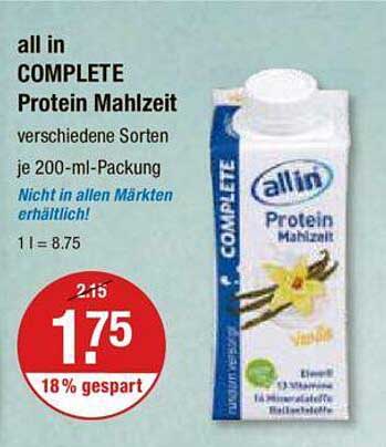 V-Markt All In Complete Protein Mahlzeit