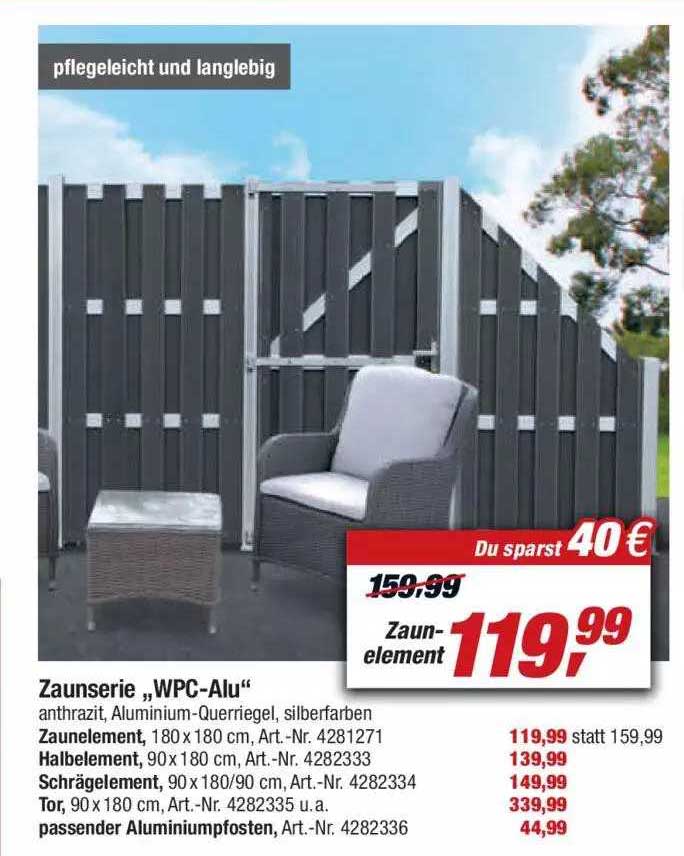Zaunserie „wpcalu“ Angebot bei Toom Baumarkt 1Prospekte.de