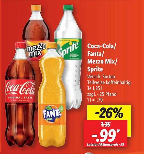 Cocacola, Fanta, Sprite Oder Mezzomix Angebot bei Lidl 1Prospekte.de