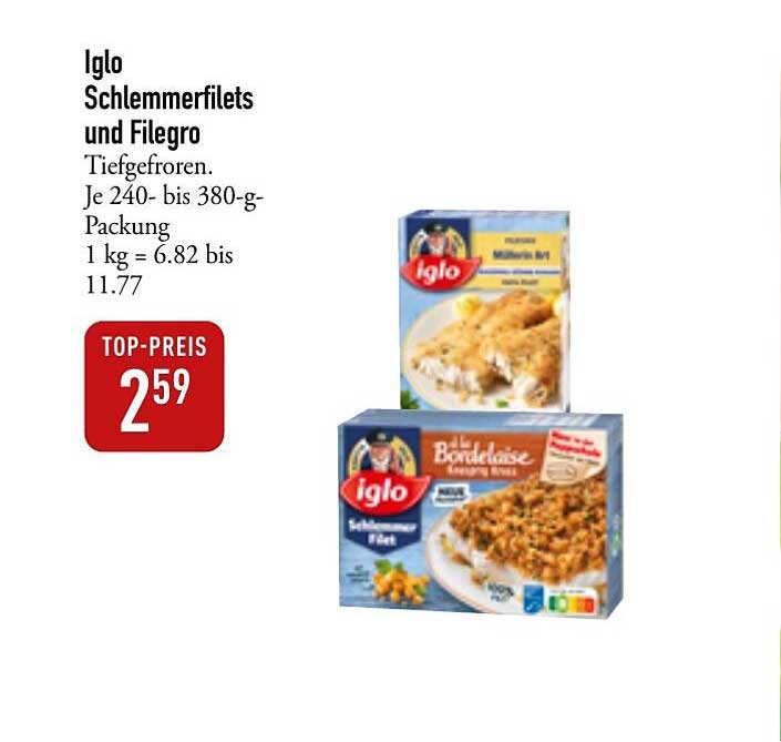 Iglo Schlemmerfilets Und Filegro Angebot bei DINEA - 1Prospekte.de