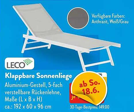 Leco Klappbare Sonnenliege Angebot bei ALDI Nord 1Prospekte.de