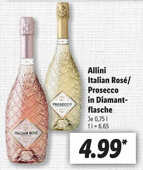 Allini Italian Angebot Prosecco bei Rosé Lidl In Diamant-flasche
