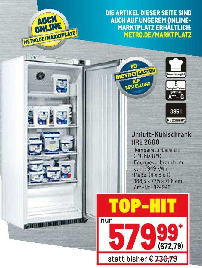 Umluft Kühlschrank Hre 2600 Angebot bei METRO