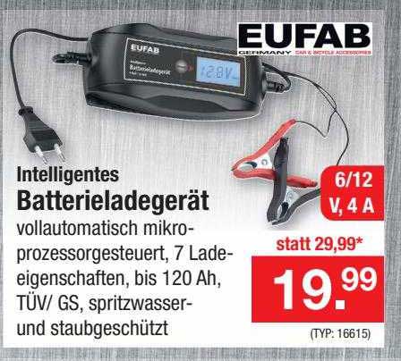 EUFAB Intelligentes Batterieladegerät 6/12 V 4 A 16615 günstig