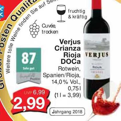 Verjus Crianza Rioja Doca Angebot bei Jawoll