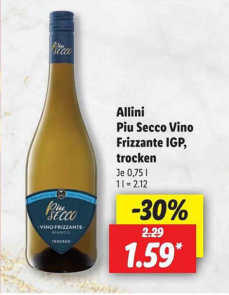 Allini Piu Secco Vino Frizzante, Igp, Trocken Angebot bei Lidl