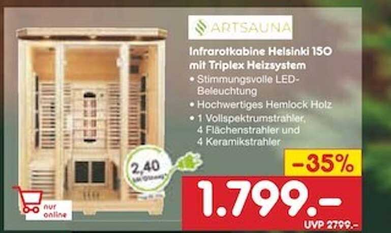 150 Netto Marken-Discount Triplex Artsauna Mit Infrarotkabine bei Helsinki Angebot Heizsystem