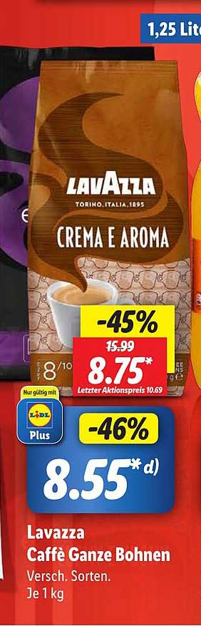 Lavazza Caffè Ganze Bohnen Angebot bei Lidl 1Prospekte.de
