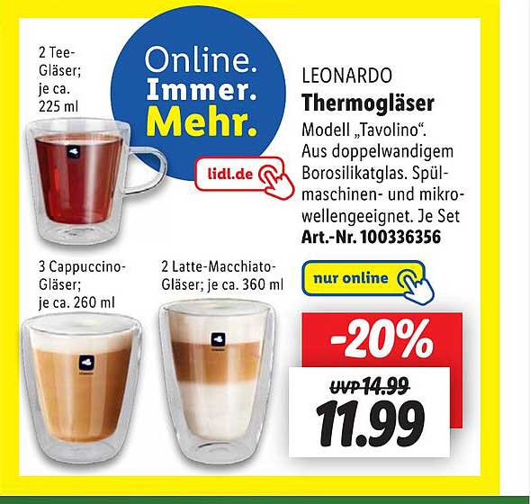 Leonardo Thermogläser Tavolino Angebot bei Lidl
