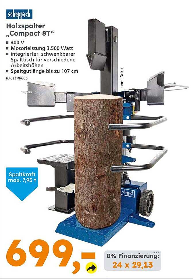 Scheppach Holzspalter Compact 8t Angebot bei Globus Baumarkt
