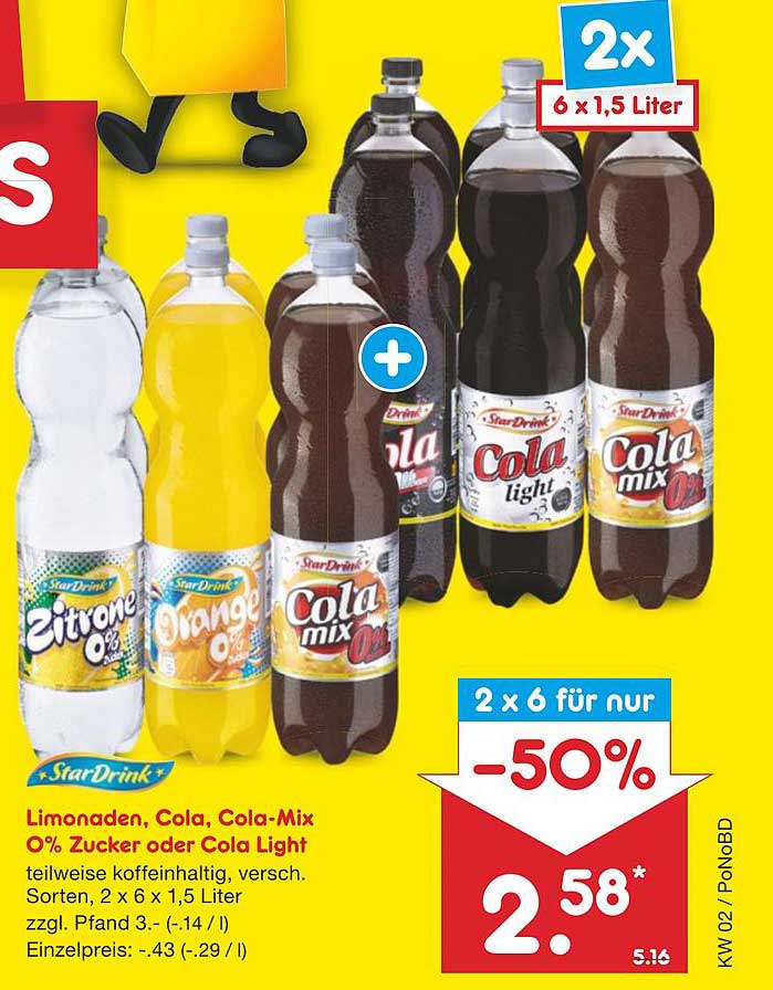 Stardrink Cola, 0% Zucker Cola Light Angebot bei Netto Marken-Discount - 1Prospekte.de