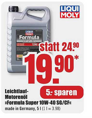 Leichtlauf-motorenöl »formula Super 10w-40 Sg/cf« Angebot bei B1 ...