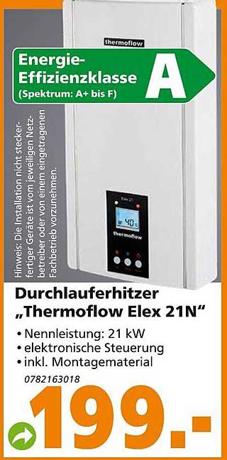 Durchlauferhitzer Thermoflow Elex 21n Angebot bei Globus Baumarkt