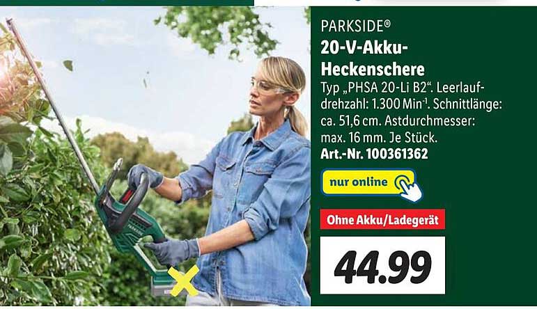 Parkside 20vakkuheckenschere Angebot bei Lidl 1Prospekte.de