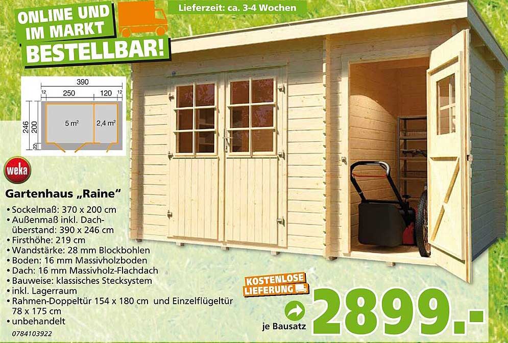 Weka Gartenhaus Raine Angebot bei Globus Baumarkt 1Prospekte.de