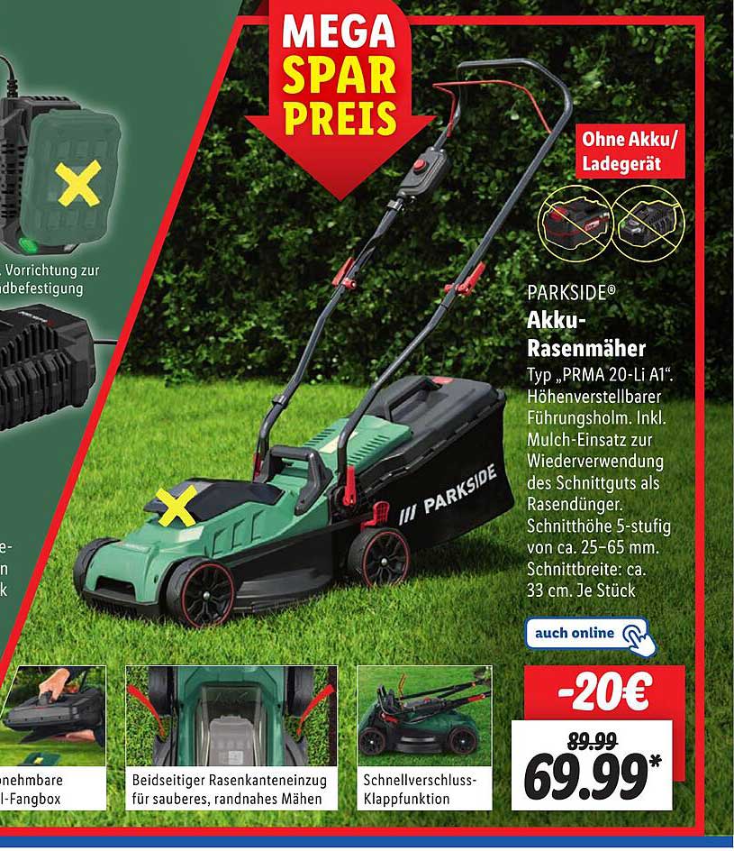 Parkside Akkurasenmäher Angebot bei Lidl 1Prospekte.de