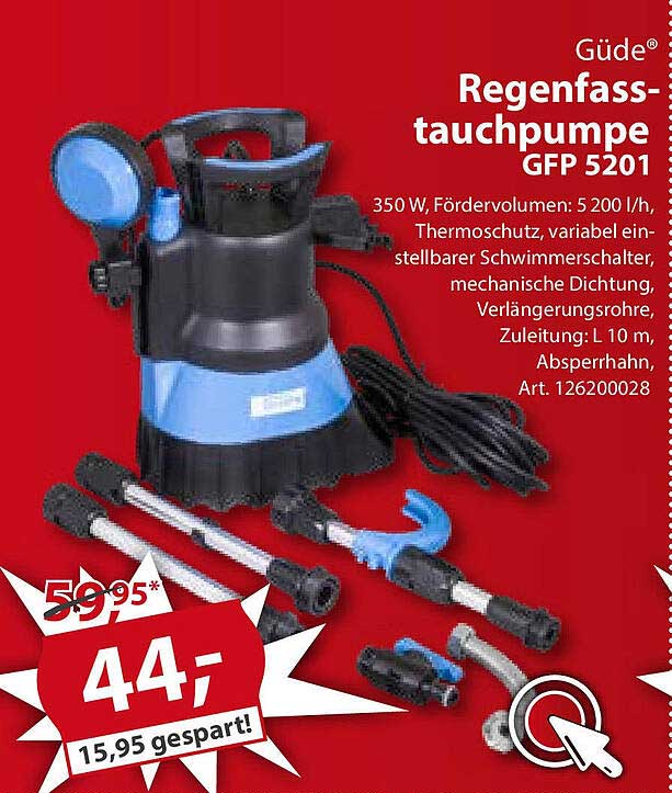 Güde Regenfasstauchpumpe Gfp 5201 Angebot bei Sonderpreis Baumarkt