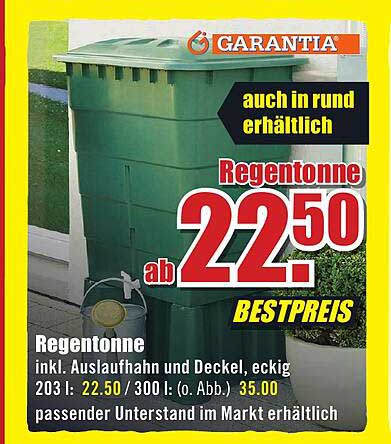 Regentonne Garantia Angebot bei B1 Discount Baumarkt
