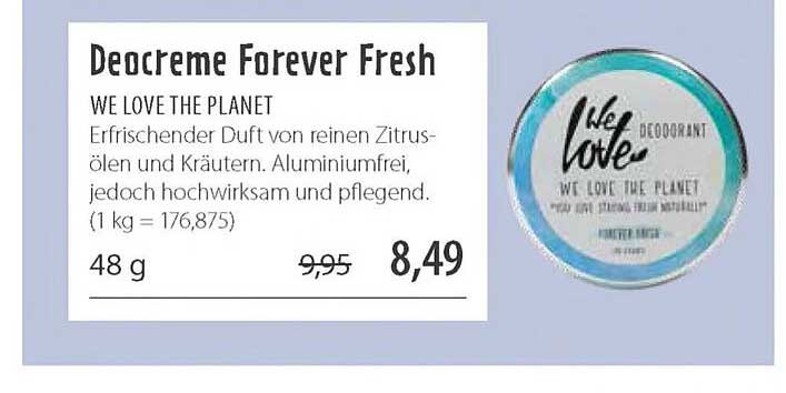 Superbiomarkt Deocreme Forever Fresh We Love The Planet