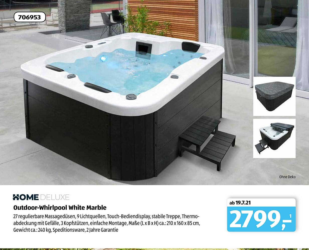 Home Deluxe Outdoor-whirlpool White Marble Angebot bei ALDI sud