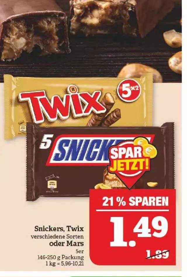Snickers, Twix Oder Mars Angebot bei Marktkauf