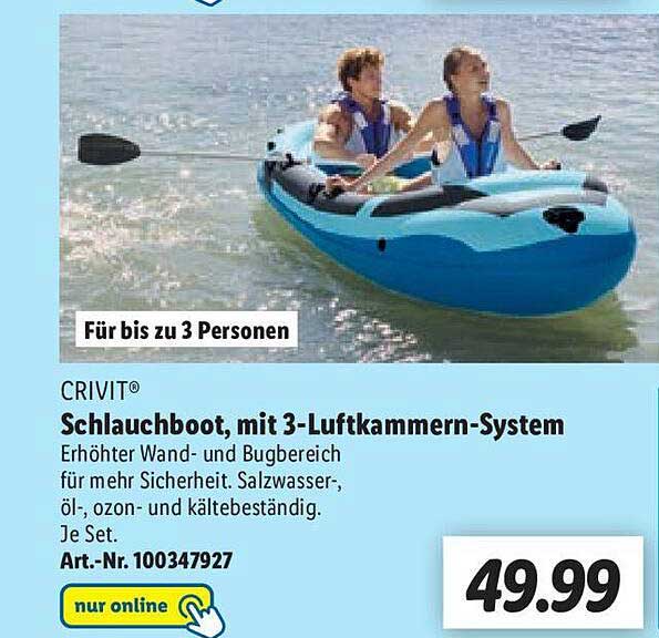 Crivit bei Mit Angebot Lidl Schlauchboot, 3-luftkammern-system