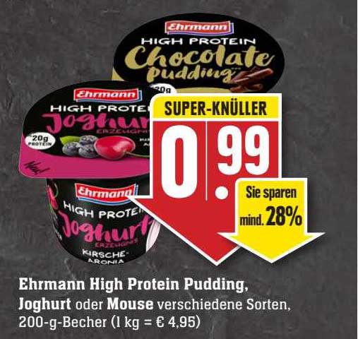 Ehrmann High Protein Pudding, Joghurt Oder Mouse Angebot bei Scheck-in ...