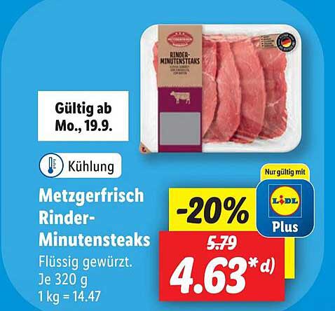 Metzgerfrisch Rinder-minutensteaks Angebot bei Lidl