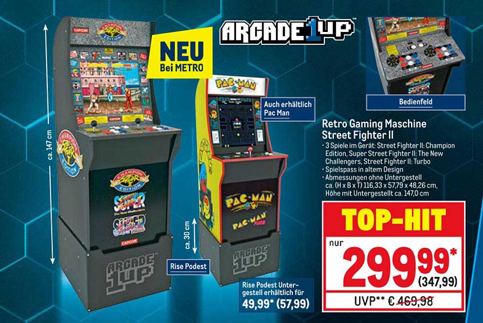 METRO Arcade 1up Retro Gaming Maschine Street Fighter Ii