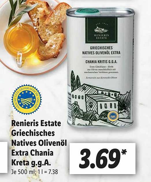 Renieris Estate Griechisches Natives Olivenöl Extra Chania Kretta Gga