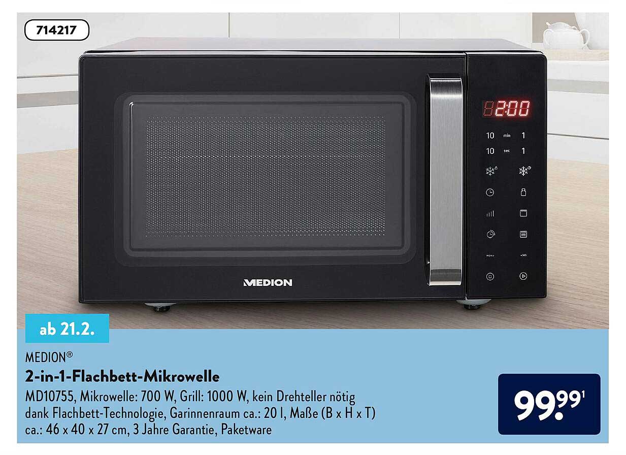 2 In 1 Flachbett Mikrowelle Angebot bei ALDI Nord 1Prospekte.de