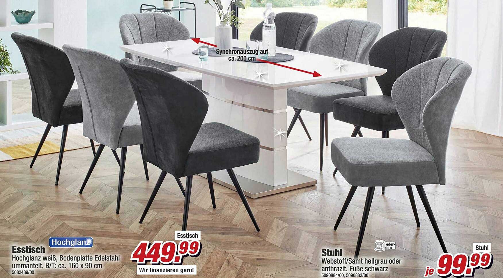 Esstisch Stuhl Hochglanz Angebot bei POCO 1Prospekte.de