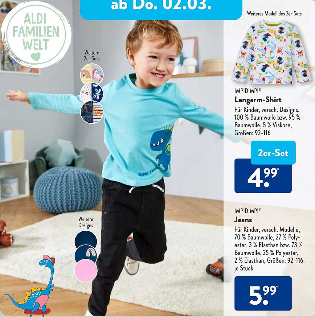 Impidimpi Langarm-shirt Oder Jeans Angebot bei ALDI SÜD - 1Prospekte.de