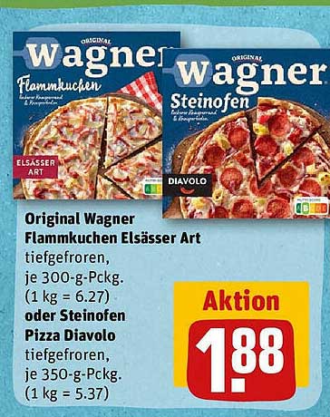 Art Elsässer Flammkuchen Pizza bei Wagner Angebot Steinofen Oder Diavolo REWE Original