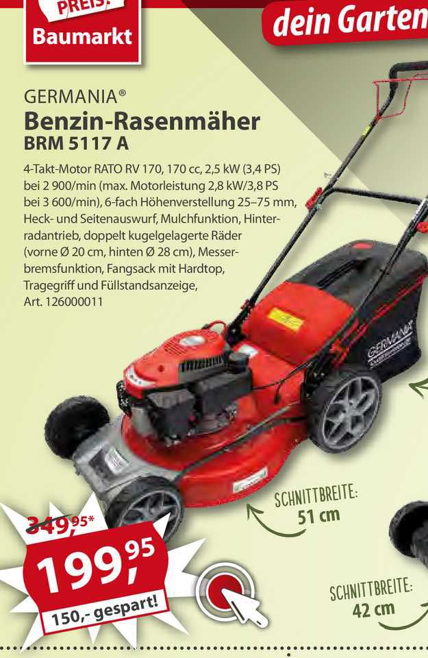 Sonderpreis Baumarkt Germania Benzin Rasenmäher BRM 5117 A