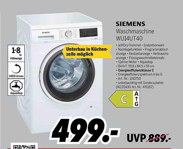 MEDIMAX Siemens Waschmaschine Wu14ut40