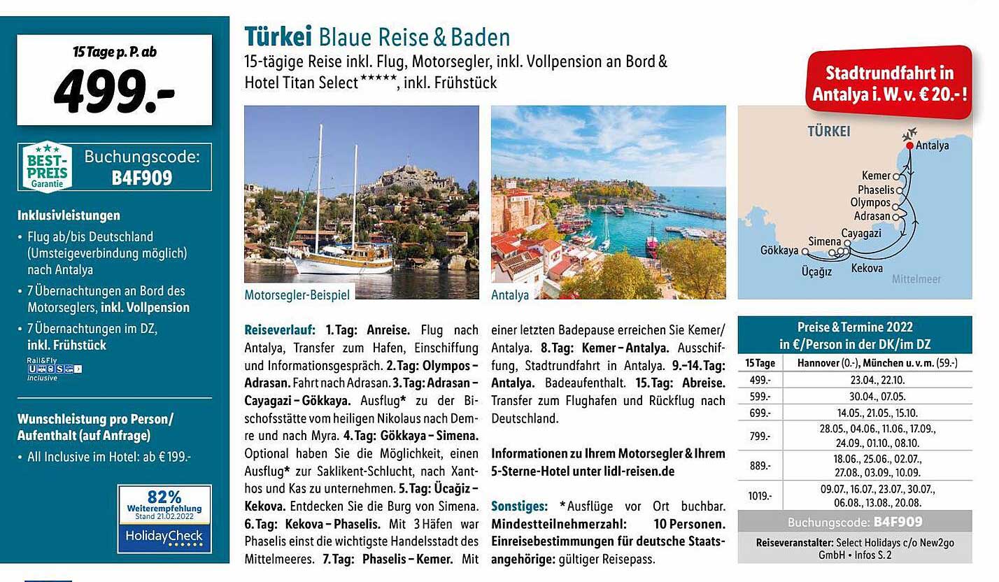 Lidl Reisen Türkei Blaue Reise & Baden