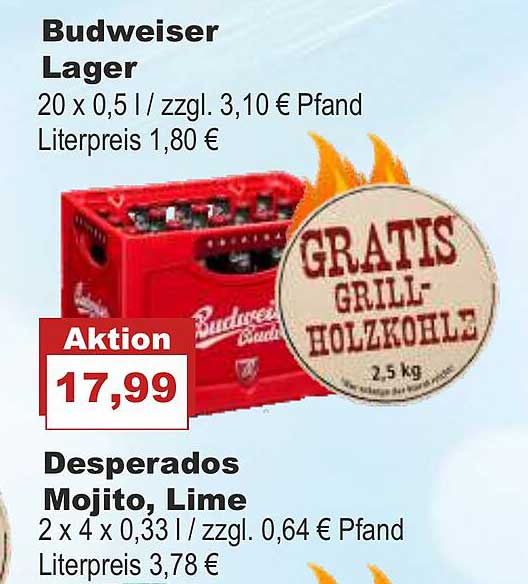 Bilgro Budweiser Lager Oder Desperados Mojito, Lime