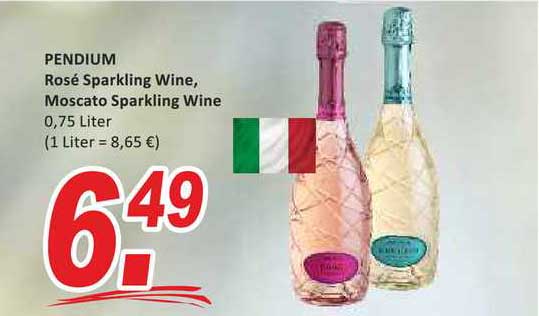 Pendium Rosé Sparkling Wine, Moscato Sparkling Wine Angebot bei Getränke  Fleischmann | Champagner & Sekt