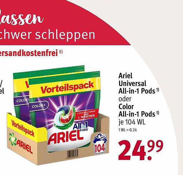 Ariel Universal Allin1 Pods Oder Color Angebot bei ROSSMANN - 1Prospekte.de