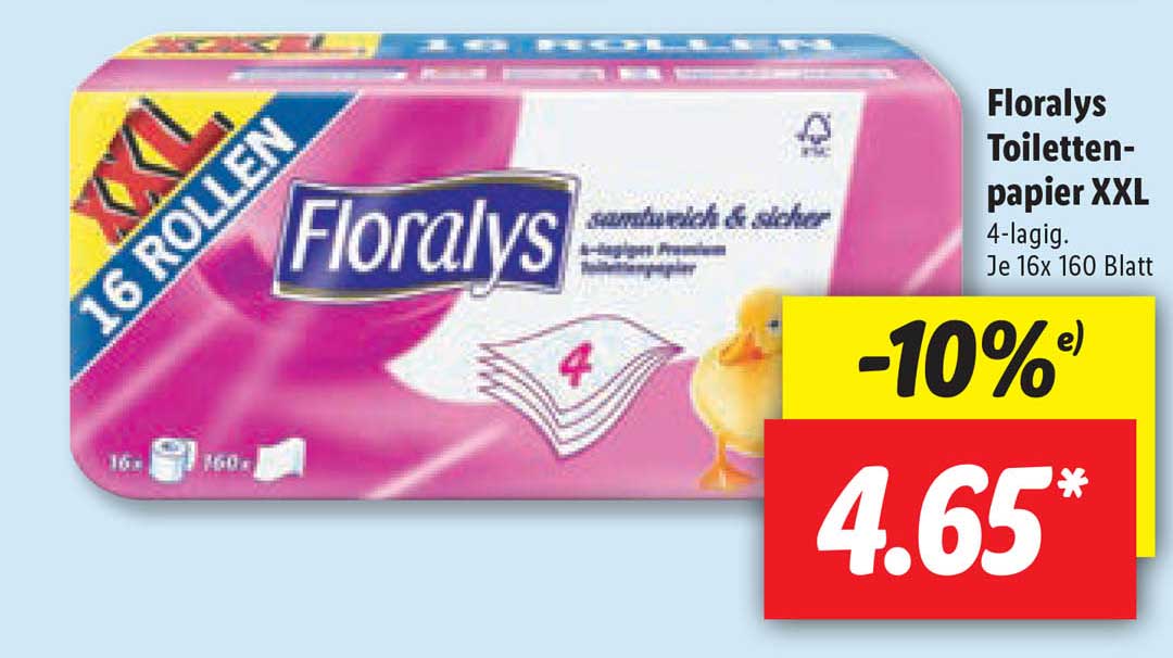 Lidl Floralys bei Angebot Toilettenpapier Xxl