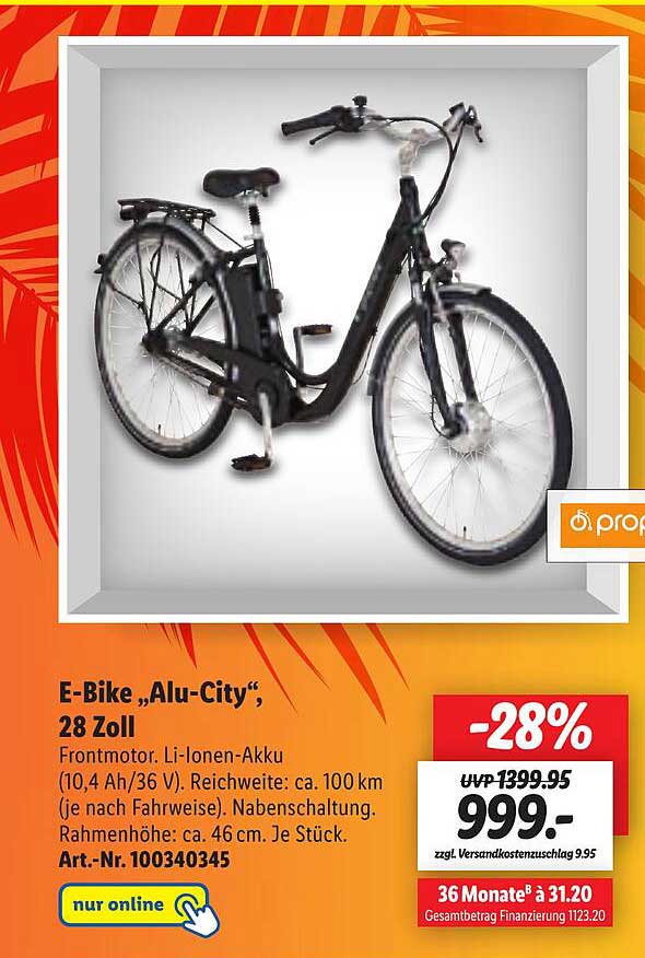 E-bike „alu-city” 28 Zoll Angebot bei Lidl - 1Prospekte.de