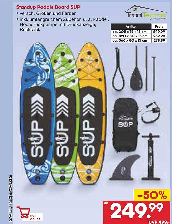 Tronitechnik Standup Paddle Board Sup Angebot bei Netto Marken Discount