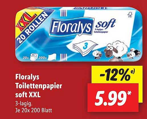 Angebot Xxl Toilettenpapier Lidl bei Floralys Soft